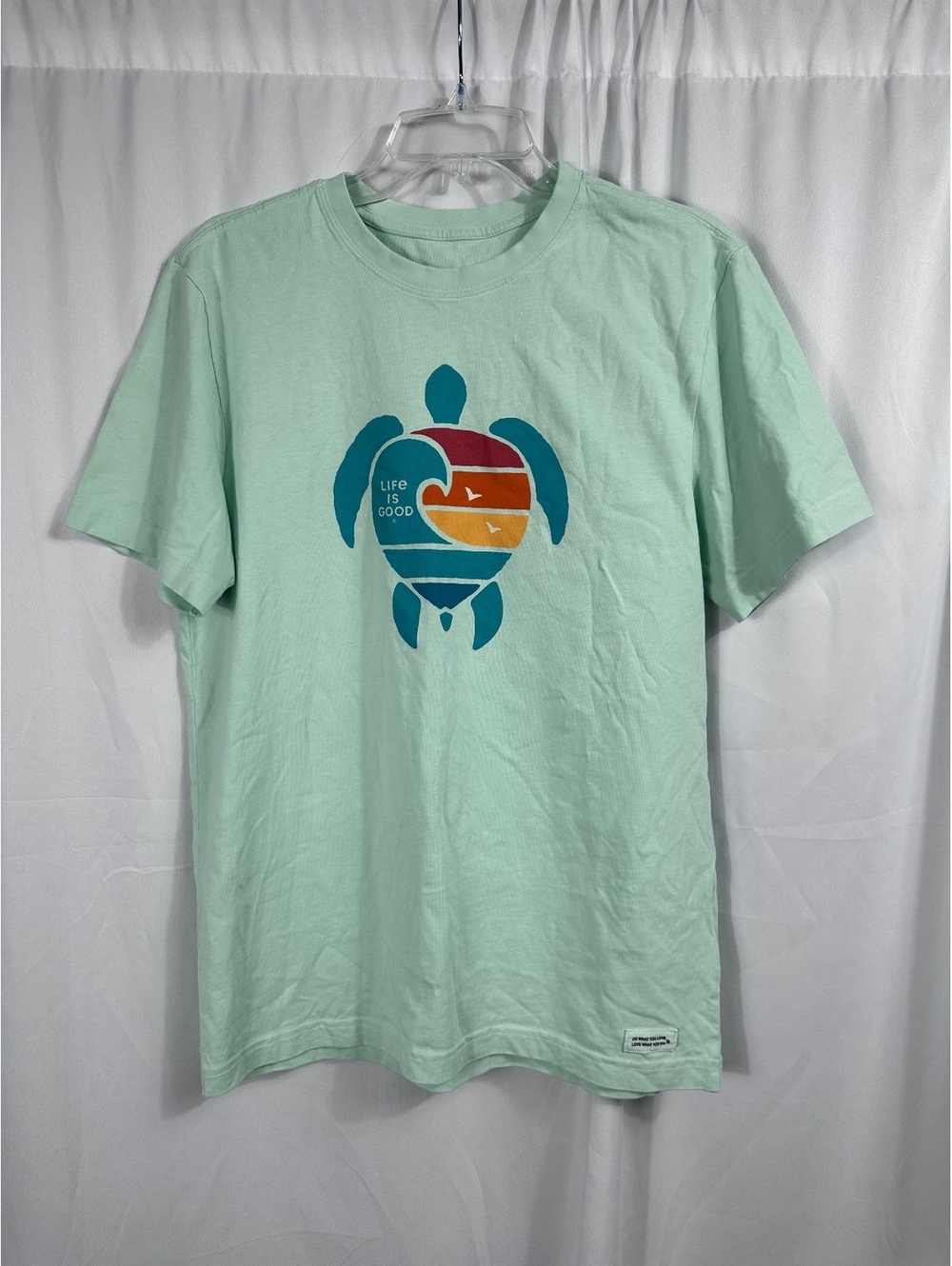 Life is Good Men's Crusher T-Shirt Small Seafoam Green Turtle Graphic